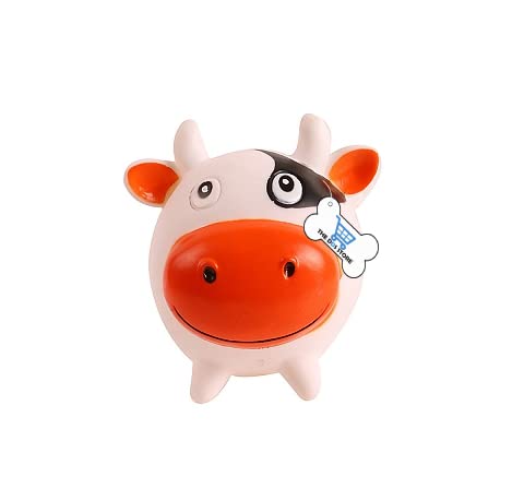 Pet Puppy Dog Squeaky Chew Toys for Aggressive Chewers Squeak Puppy Toy Funny Animal Cow Pet Interactive Play for Small to Medium Dog (Cow Face Squeaky Toy)