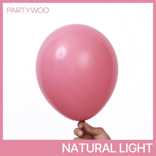 Image of PartyWoo Mauve Dusty Balloons 50pcs Blush Pink Rose Latex Helium Balloons