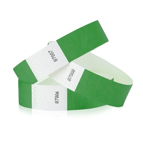 Image of 500 WristCo Kelly Green Tyvek Wristbands for Events - Comfortable Tear Resistant Paper Bracelets ID Wrist Bands for Concerts Festivals Admission Party Identification