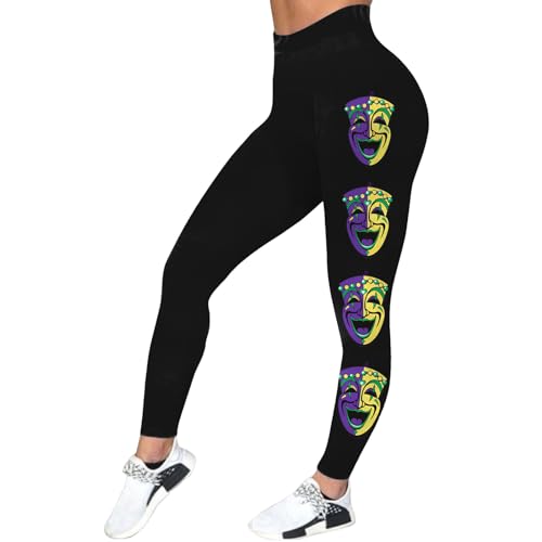 Leggings térmicos con control de abdomen para mujer, leggings de gimnasio de cintura alta, mallas estampadas con lentejuelas para carnaval, pantalones elásticos, pantalones de talla grande, Negro, XXL