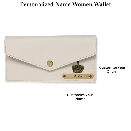 Image of AICA Personalized Name & Charm Leather Womens Wallet (Cream) | Customized Gifts for Women Girls | Gifts for Women | Wallet for Woman | Diwali Gifts | Wallet for Women | Corporate Gifts for Staff Girls