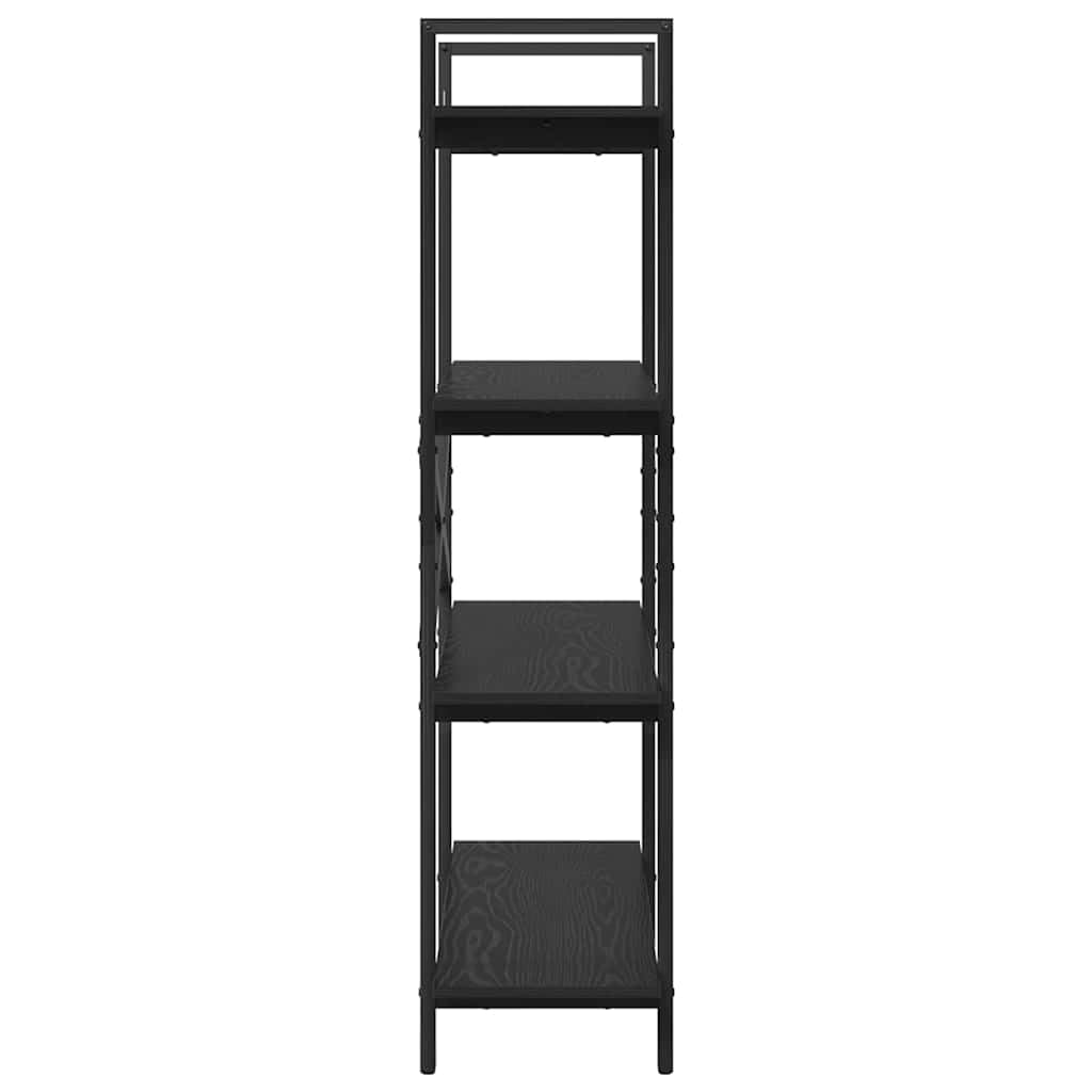 Libreria a 4 ripiani in legno con telaio in acciaio, 100 x 33,5 x 140 cm, autoportante, stabile, per soggiorno, studio, camera da letto