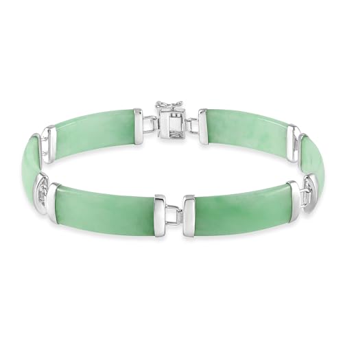 Belacqua Jade Link Bracelet in Sterling Silver