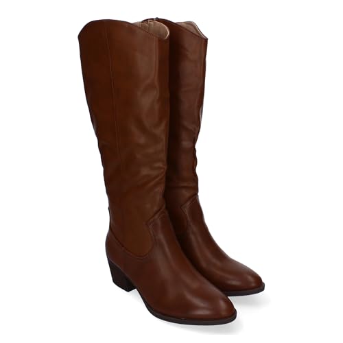 86828 Botas de Tacon para Mujer, Comodas y Elegantes, Puntera Redonda y Cierre de Cremallera...