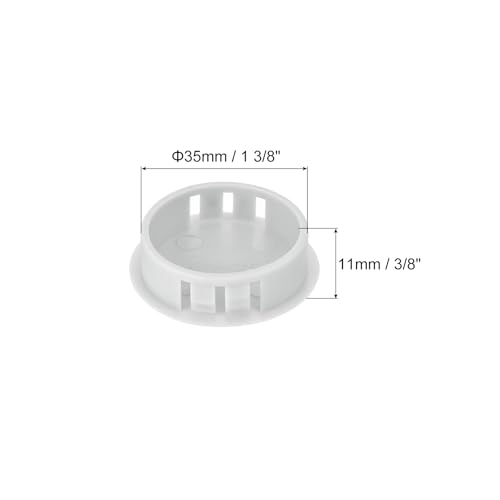 Image of MECCANIXITY 64PCS 35mm(1 3 /8 inch) Light Gray Plastic Hole Plugs, Flush Type Panel Hole Plugs Insert End Caps for Locking Hole Tubes Furniture Cabinet