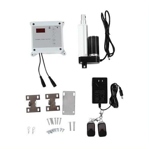 Automatic Chicken Coop Door Timer Remote Control Solar Powered Light Sensor Safe Opener Kit for...
