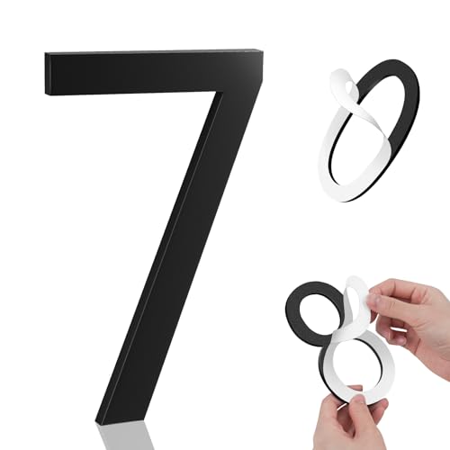 Image of 5 Inch House Numbers, Self-adhesive House Number Acrylic Modern House Numbers for Outside Black Mailbox Numbers Address Home Number for House Apartments Office Hotel Room Easy to Install (7)