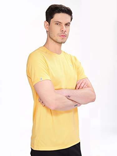 Image of TECHNOSPORT Men's Slim Fit Polyester Activewear Sports T-Shirt with Moisture-Wicking Comfort for Workout, Running & Gym