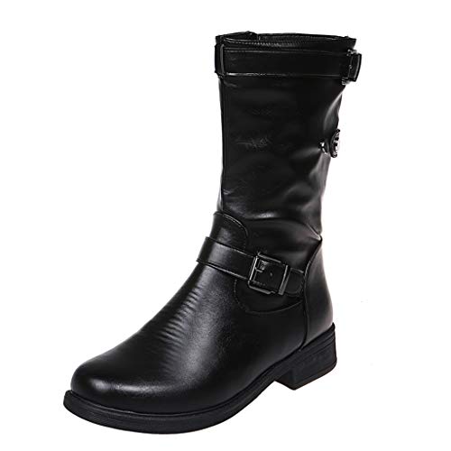 UMore Botines de Caña Media para Mujer Moda Botas Altas Invierno Mujer, Zapatos Mujer Cuña Planos...