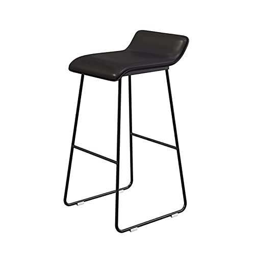 Taburete de Bar Alto de Pub sin Respaldo, sillas de mostrador tapizadas de Cuero de PU, sillas Altas de Comedor de Cocina Modernas sin Brazos con Patas de Metal (Negro)