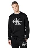 Calvin Klein Herren-Sweatshirt mit Monogramm-Logo, Rundhalsausschnitt, Schwarz, Größe S (US)