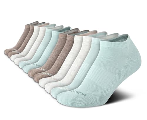 Image of Nautica Womens Low Cut Socks - 12 Pack Breathable Mesh Cushioned Athletic Performance No Show Socks for Women
