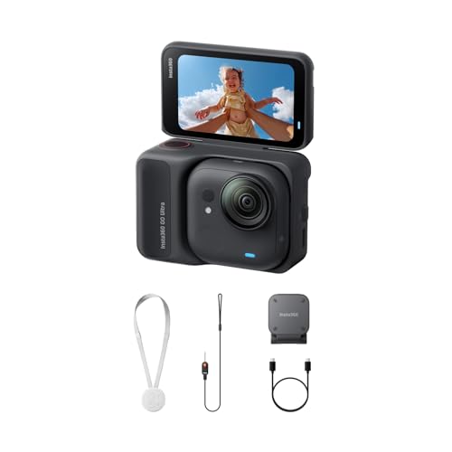 Image of Insta360 GO Ultra - Small 4K Vlogging Camera, Hands-Free, POV Cam, 1 /1.28 inch Sensor, 53g Lightweight, 156 FOV, 200 Min Battery Life, Magnetic Wearable Action Camera for Sports, Vlog