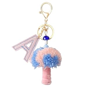 Yanmucy Mushroom Keychain Accessories Plush Toys Pom Pom Key Ring with Cute Handmade Wristlet Hand Srap for Car Keys Backpack