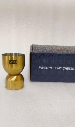Image of SAKI Peg Measurer Jigger 30 & 60 ml | Cocktail Jigger, Shot Glass, Drink Measuring Bar Tool Double Side (Gold PVD Coated)|Stainless Steel