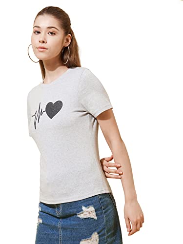 Image of Women Heart Printed Cotton Blended Top