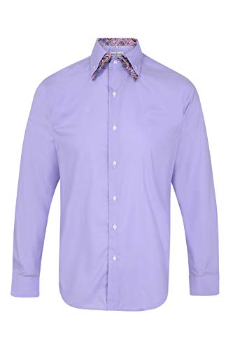 Jenson Samuel Mens Designer 100% Cotton Regular Classic Fit Printed Paisley Floral Shirts S M L XL 2XL 3XL 4XL Collar Sizes 14.5-19" (Medium, Lilac DC)