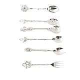 Yinhing 6-teiliges/Set Innovatives Vintage-Retro-Besteckset aus Zinklegierung mit Elegantem Goldenen Glücksknoten-Gabelgriff und Stilvollem Löffeldesign für Ein Einzigartiges Kulinarisches Erlebnis