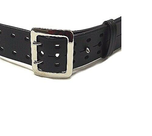 VEGA HOLSTER 1V56 CINTURONE IN PELLE NERO BIANCO DOPPIO ARTIGLIO USO VIGILANZA PS CC GDF GPG (EXTRA LARGE CM 113-127, NERO)