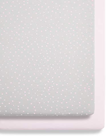 2 Pack Crib Fitted Sheets 44 x 80cm  Star Design  Light, Breathable & Luxurious Jersey Cotton Made To Last & Designed To Fit SnüzPod Bedside Cribs