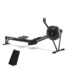 Concept2 RowErg Model D Indoor Rowing Machine – PM5 Monitor, Device Holder, Adjustable Air Resistance, Easy Storage with Black Sweat Towel