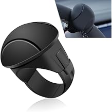 Pack-1 Car Steering Wheel Booster, Anti-slip Silicone One-hand Steering Auxiliary Driving Tool, Multifunctional 360 Degree Rotating Effort-saving Power Handle, Universal for Cars Black