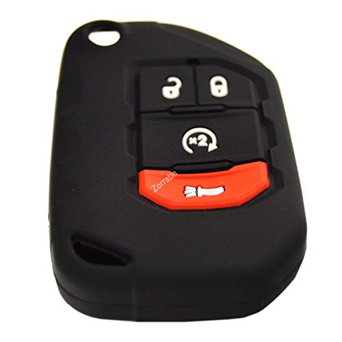 Image of Silicone Remote Key Fob Case Covers Protectors for Jeep Wrangler Rubicon 392 JL JLU Wagoneer Gladiator JT Flip Fold Remote