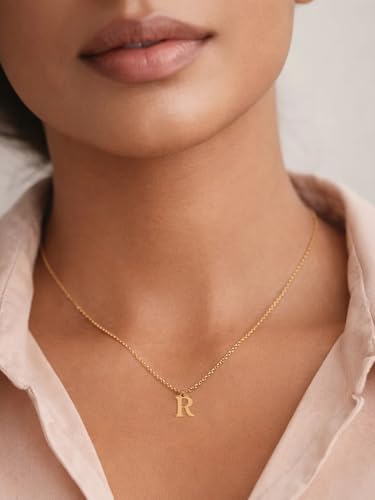 Image of Rubans Demi Fine Stainless Steel Alphabet Pendant CZ Gift for Women & Girls