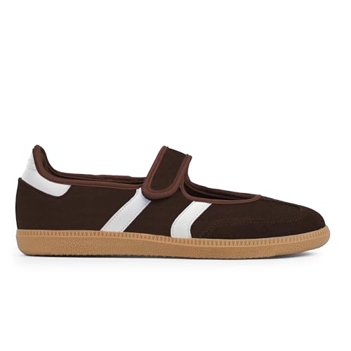 Mary Jane Sneakers for Women Slip on Ballet Walking Flats,Chocolate,11