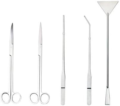 UEETEK Aquarium Tools Kit 5 in 1 Stainless Steel Fish Tank Aquatic Plant Tweezers Scissor Spatula Sets