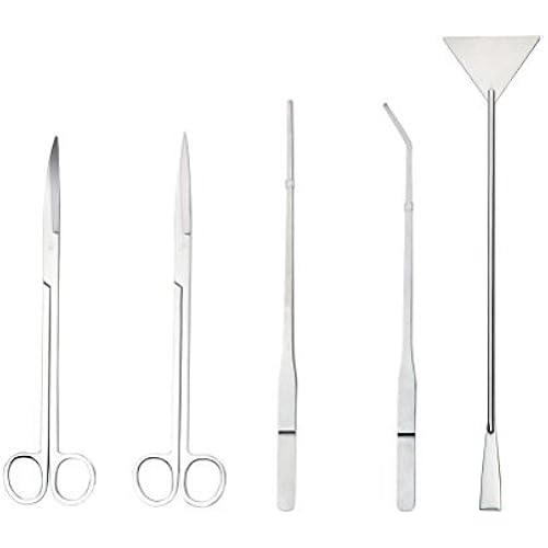 UEETEK Aquarium Tools Kit 5 in 1 Stainless Steel Fish Tank Aquatic Plant Tweezers Scissor Spatula Sets