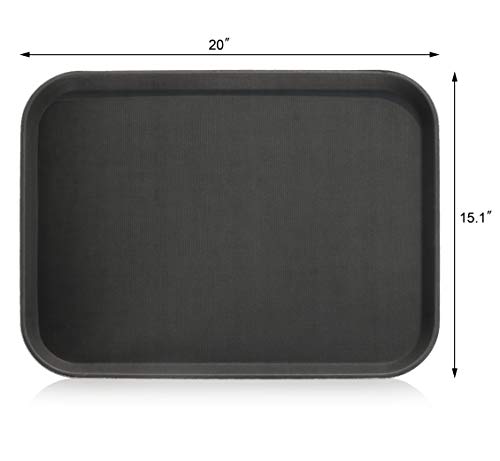 New Star Foodservice 25156 Restaurant Grade Non-Slip Tray, Plastic, Rubber Lined, Rectangular, 15-Inch X 20-Inch Black #TOP1