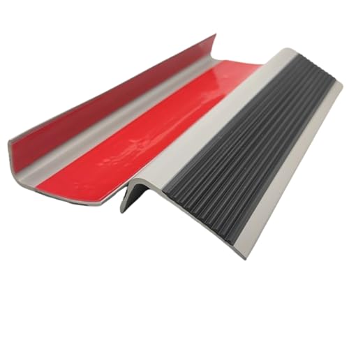 LuminescentDream 2m Tira De Borde De Escalera,Borde para Peldaños de Goma,Tiras Autoadhesivas en Forma de L,Antideslizante y Recortable,Fácil de Limpiar,Impermeable,para Peldaños de Madera y Cerámica