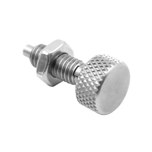 Ieron 2 Stück von Hand einziehbarer Federstößel mit Rändelgriff, Edelstahlschloss, M6-Schnellverschlussstifte, kein Patch (Silber)