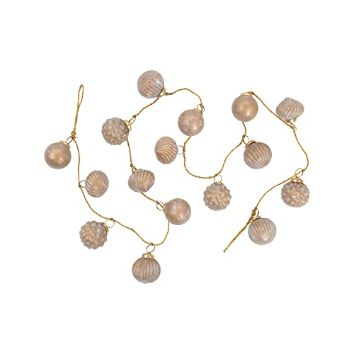 Creative Co-Op Embossed Mercury Glass Ball Ornament Garland, Marbled Taupe (72 Inch) by Creative Co-Op - Image 2