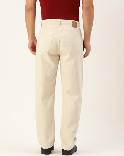 Image of BENE KLEED Men MID-Rise White Solid Pure Cotton Jeans