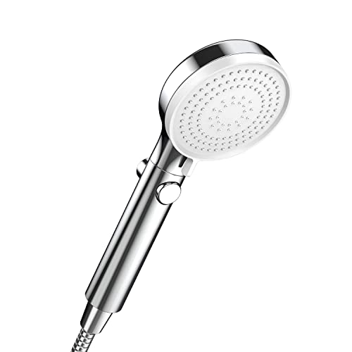 HONBOO Soffione Doccia alta Pressione, Soffione Doccia Risparmio Idrico, Doccino per Doccia Anticalcare, Doccetta Universale con interruttore ON/OFF, 3 Funzioni, Cromato