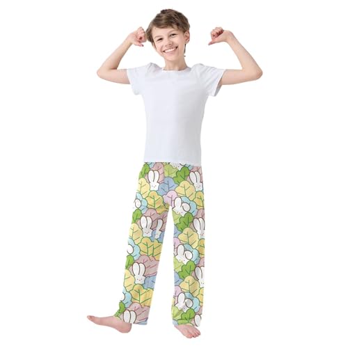 ZZXXB Bunny Carrot Leaves Boys Long Pants Soft Trousers Elastic Waist Kids Lounge Bottoms with Pockets S-XL2