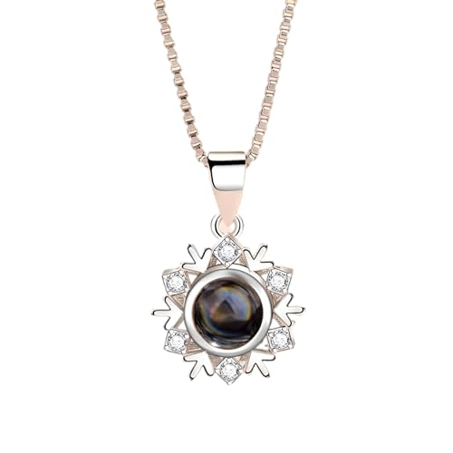 Collier de projection en argent sterling 925 de haute joaillerie pour femme avec photo