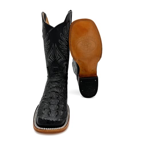Mens Leather Square Toe Cowboy Boot Embossed Crocodile Alligator Print Western Boot3
