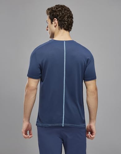 Image of TECHNOSPORT Men's Slim Fit Color Block T-Shirt, Technocool Quick Dry Anti-Microbial Short Sleeve Sports Tee for Gym, Running, Training & Everyday Wear