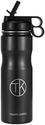 Travel Kuppe Vacuum Insulated Stainless Steel Cycling Sports Water Bottle, Includes Both Straw and Sip Lid