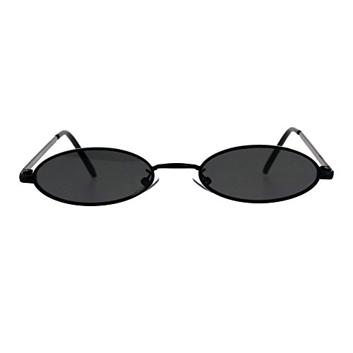 Mens Oval Narrow Metal Rim Round Mod Pimp Sunglasses