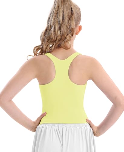 Image of DOCUMO Girls Tank Tops Double Lined Racerback Crop Tops for Kids Sleeveless Workout Tops for Dance, Yoga, Running, Sports