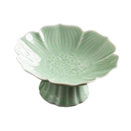 Fenteer Porcelain Footed Bowl Dessert Cake Serving Bowl Multifunctional Pedestal Bowl Decorative Bowl for Kitchen Home Decor Farmhouse, green
