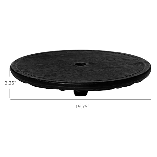Outsunny 20" Umbrella Table Tray, Easy To Install Table-Top, Round Portable For Swimming Pool, Beach, Patio, Deck, Garden, Black #TOP2