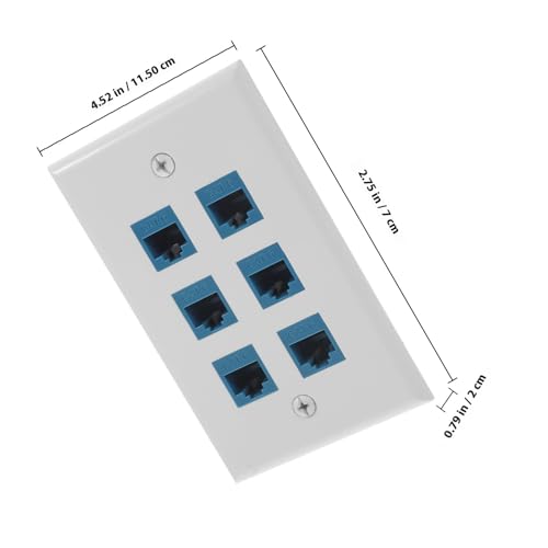 Panel de pared Ethernet Cat6 de 6 puertos con placa de plástico resistente de 115x70 mm 3