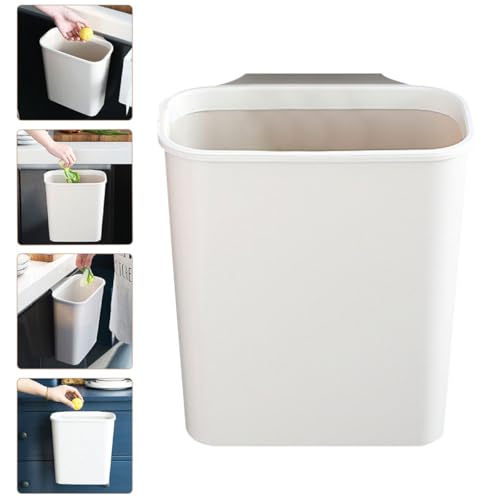 Caneca de basura colgante para puerta de gabinete, 26.2x11x28.2cm Blanco de plástico miniatura 7