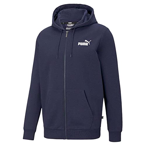 Image of Puma Men's Essentialentials Small Logo Full-Zip Hoodie | Comfortable Cotton-Polyester Blend Jacket with Adjustable Hood & Pockets | Ideal Hoodie Sweatshirt for Workouts, Travel & Casual Wear