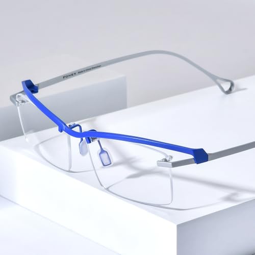 Image of FONEX Pure Titanium Glasses Frame Men Semi Rimless Square Eyeglasses Eyewear DTX416